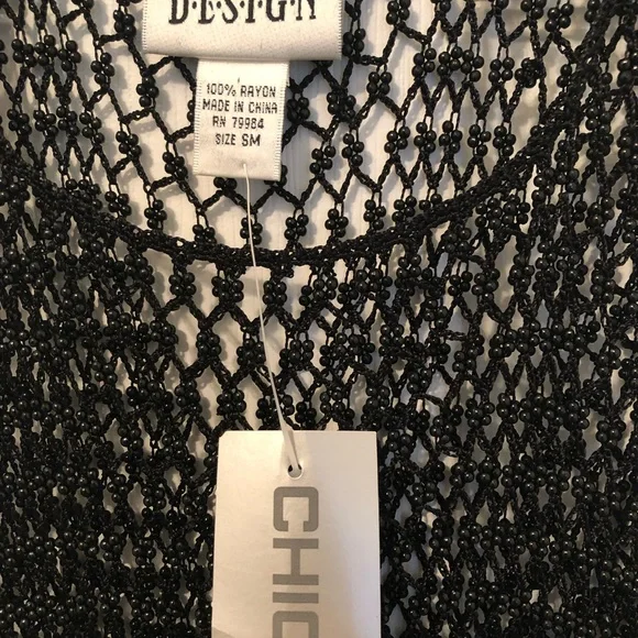 NWT Chico’s Black Beaded sleeveless tank/  camisole size SM - Picture 2 of 3